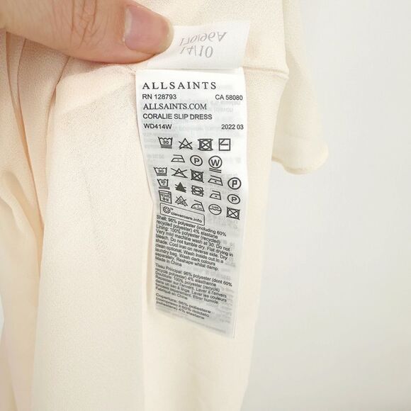 NEW Allsaints Coralie Midi Slip Dress Satin Open Back Backless White Women's 10 - Picture 12 of 14